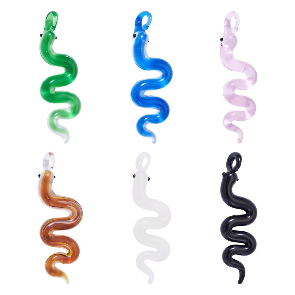 5708 6pcs Snake Big Necklace Pendants Handmade Lampwork Glass Dangle